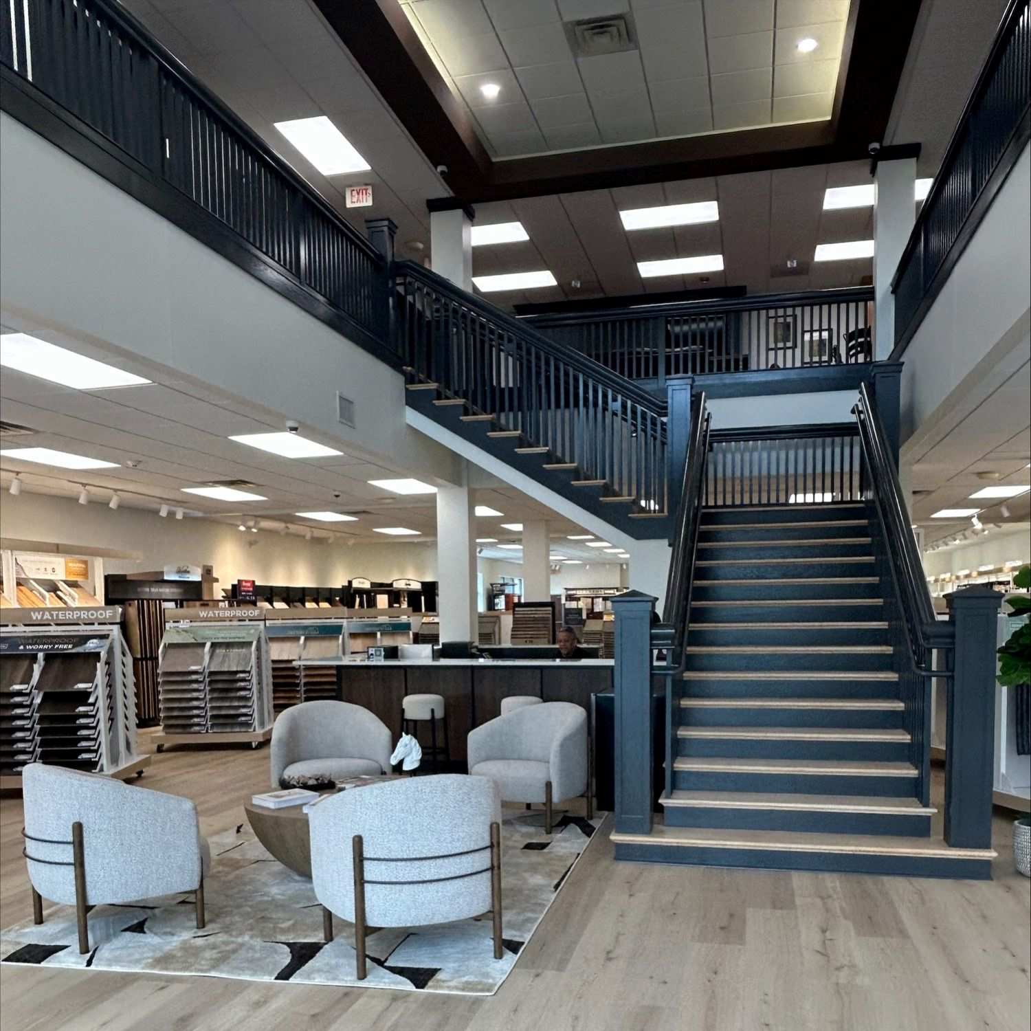 Havertown Carpet One flooring showroom, multi level 