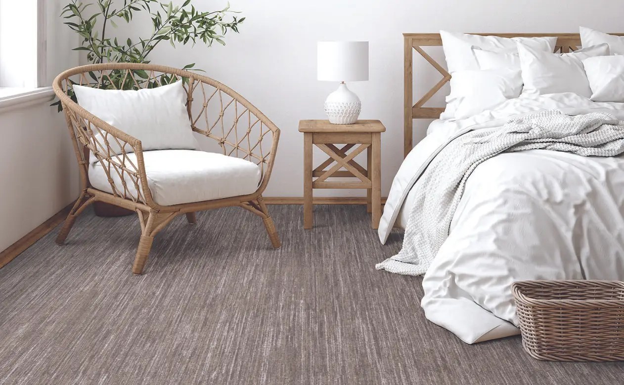 Carpet in bedroom with wooden furniture